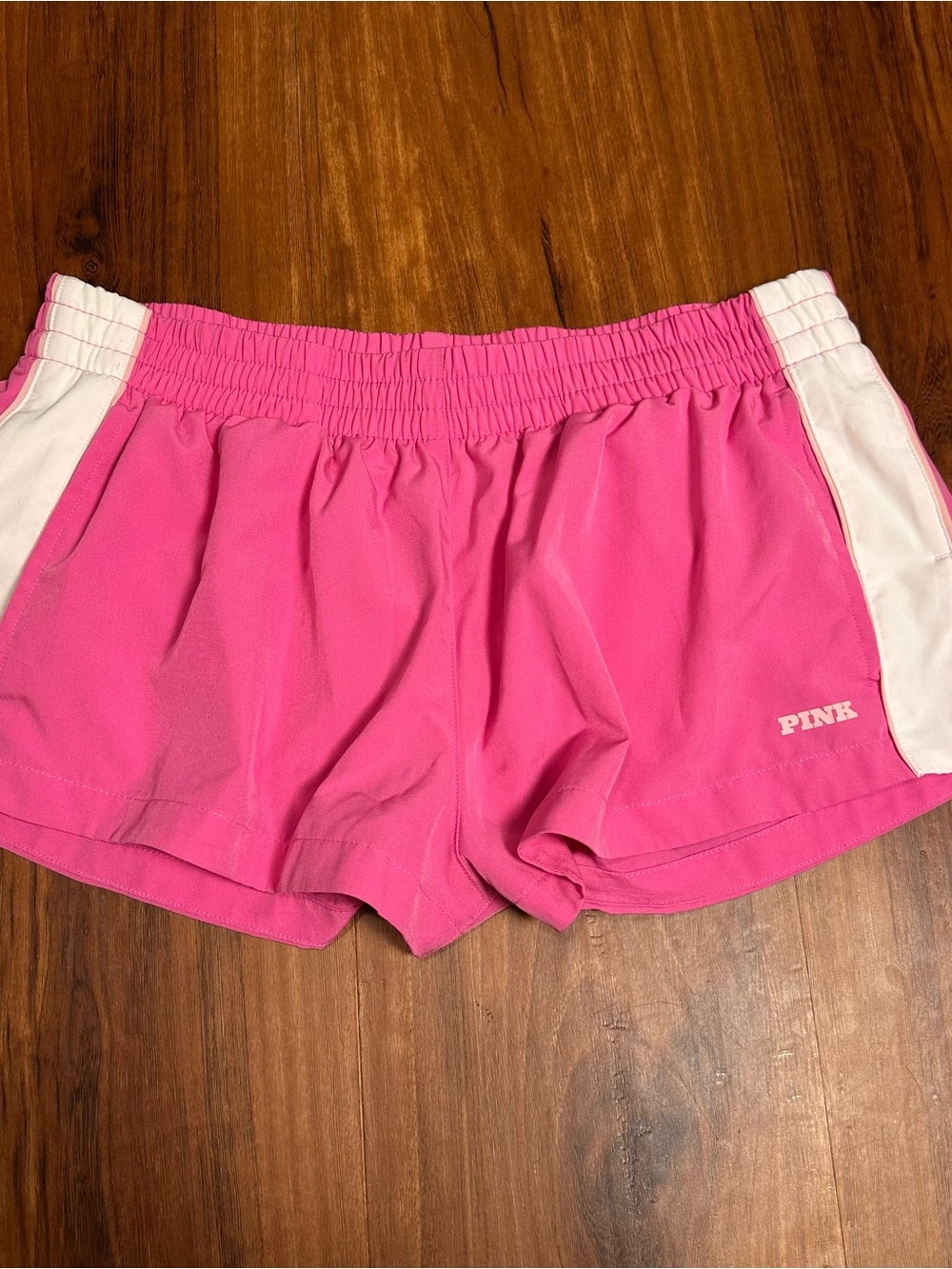 PINK Victoria's Secret Bright Pink Athletic Shorts with White Panels